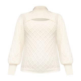 ELOQUII Elements + Plus Size Cable Sweater With Cutout