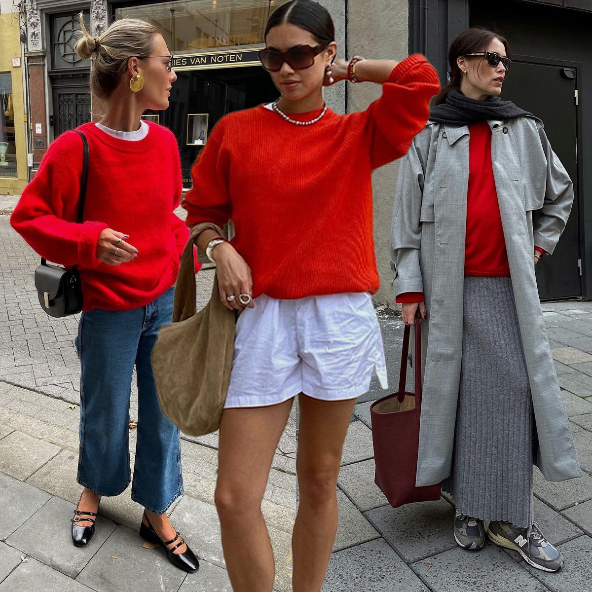 9 Ways Women in Europe and America Are Wearing Red Sweaters