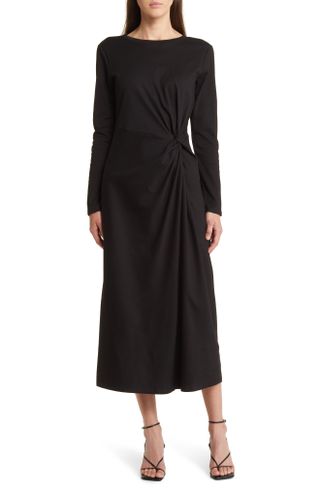 Nordstrom Signature + Twist Front Long Sleeve Knit Maxi Dress