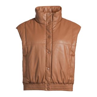 Scoop + Faux Leather Puffer Vest