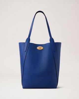 Mulberry + North South Bayswater Tote in Pigment Blue Heavy Grain