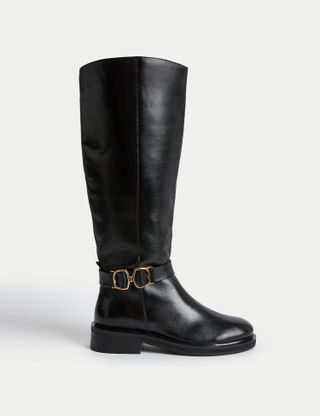 M&S Collection + Leather Flat Riding Boots