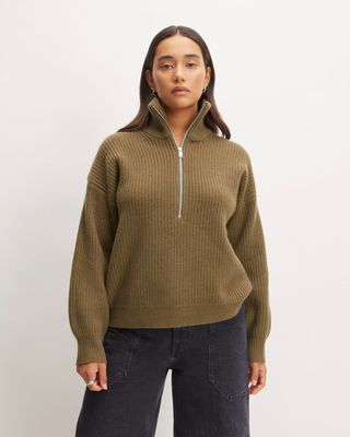 Everlane + The Felted Merino Half-Zip Sweater