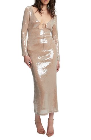 Bardot + Verona Sequin Long Sleeve Maxi Dress