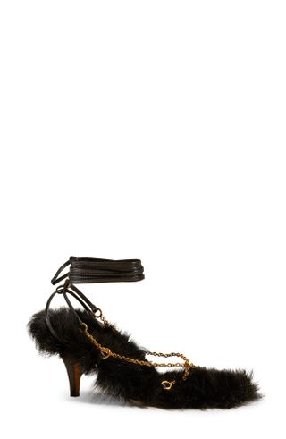 Khaite + Marion Strappy Chain Detail Genuine Shearling Sandal
