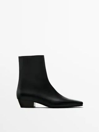 Massimo Dutti + Leather Heel Ankle Boots