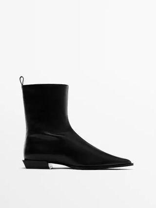 Massimo Dutti + Leather Ankle Boots