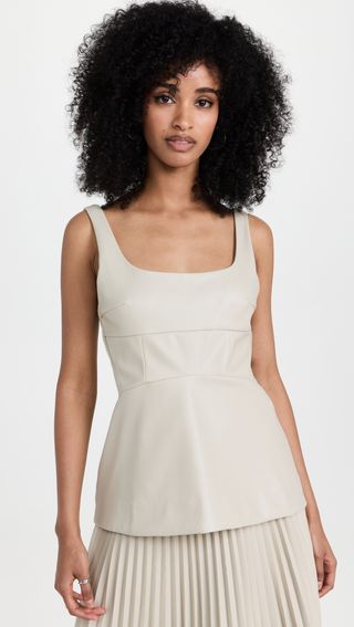 Proenza Schouler White Label + Faux Leather Fitted Top