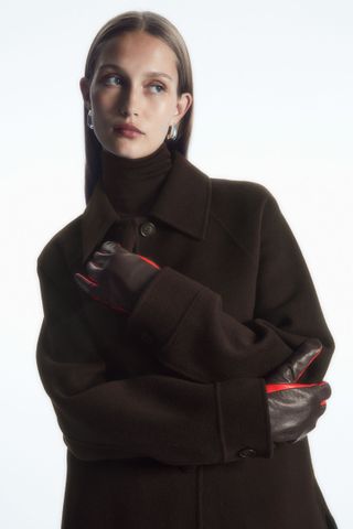 COS + Cashmere-Lined Color-Block Leather Gloves