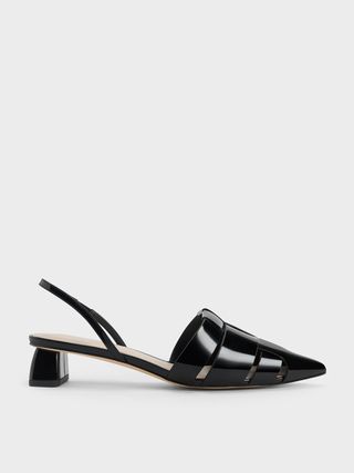 Charles & Keith + Interwoven Patent Slingback Pumps