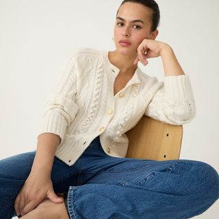 J.Crew + Cable Knit Cardigan Sweater