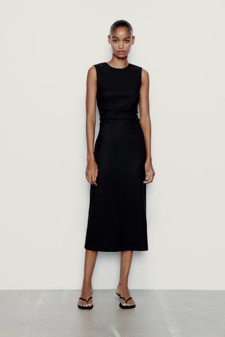 Zara + Fitted Dress With Draped Side