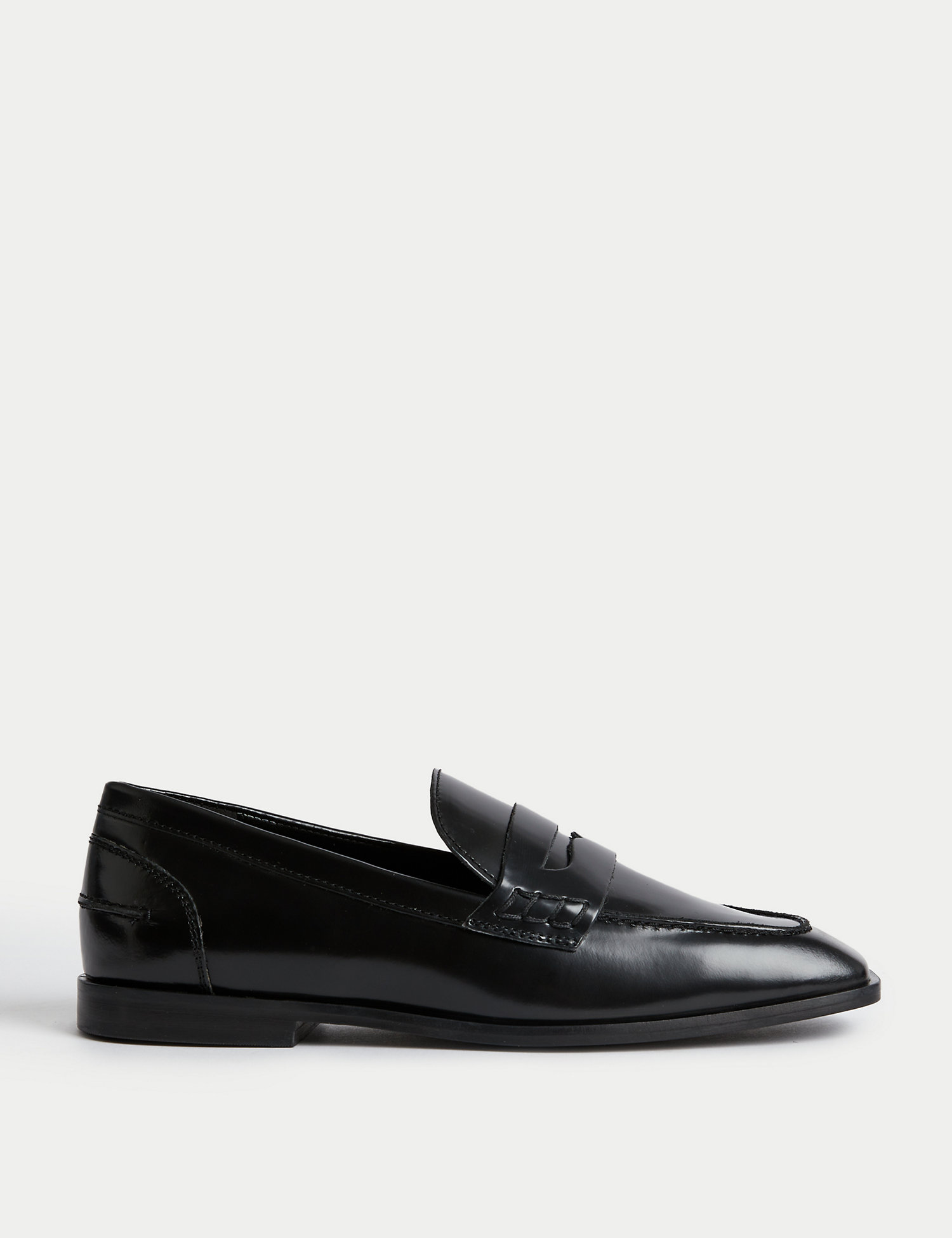 Autograpgh + Leather Flat Square Toe Loafers
