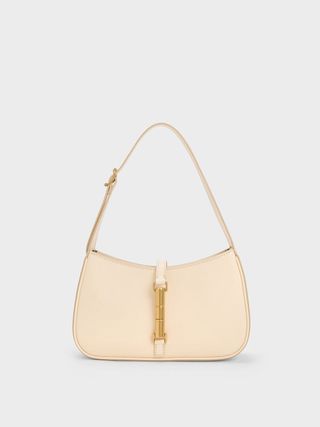 Charles & Keith + Beige Cesia Metallic Accent Shoulder Bag