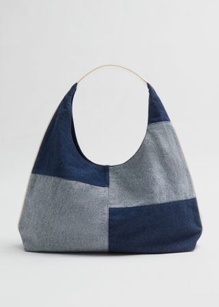 & Other Stories + Leather Trimmed Denim Tote Bag