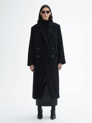 House of Dagmar + Double Breasted Coat in Black