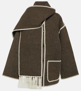 Toteme + Embroidered Wool-Blend Scarf Jacket