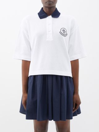 Moncler + Contrast-Collar Cotton-Piqué Polo Shirt