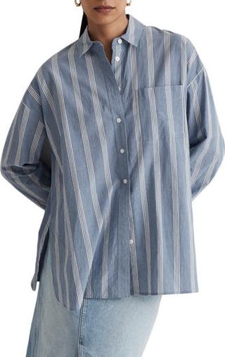 Madewell + Stripe Oversize Signature Poplin Button-Up Shirt