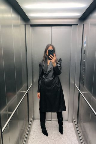 Zara + Faux Leather Coat