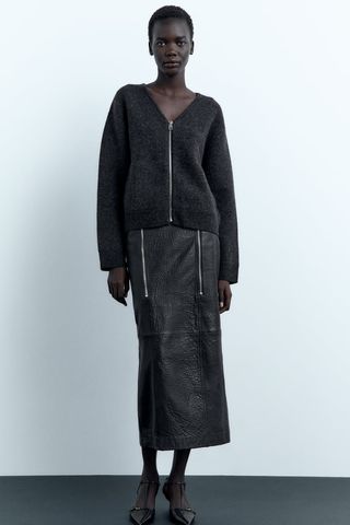 Zara + Zippered Wool Bomber