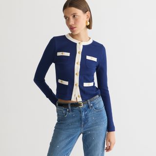 J.Crew + Vintage Rib Lady Jacket in Stripe