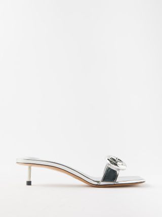 Jacquemus + Buckled Mirrored-Leather Mules