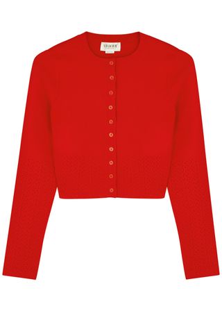 Victoria Beckham + VB Body Cropped Stretch-Knit Cardigan in Red