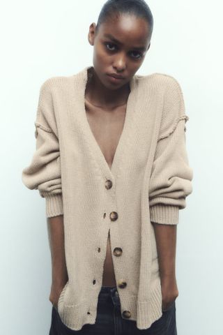 Zara + Pronounced Seam Knit Cardigan