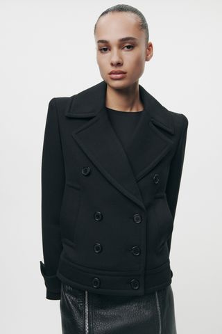 Zara + Double-Breasted Wool-Blend Coat