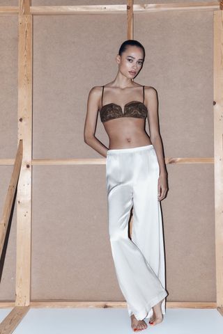 Zara + Full-Length Silk Pants