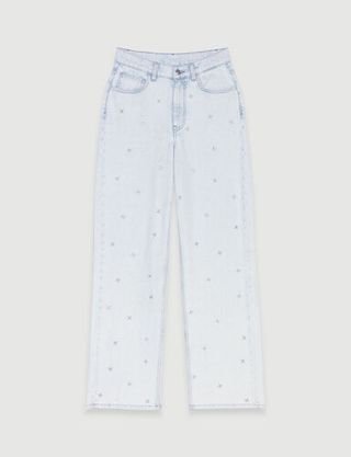 Maje + Loose-Fitting Jeans With Rhinestones