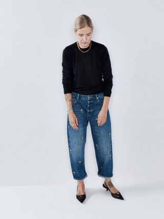 Raey + Embellished Dad Organic-Cotton Boyfriend Jeans