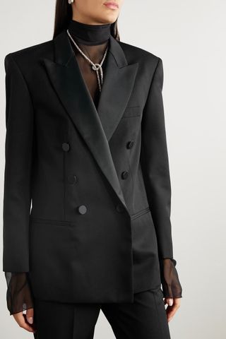 Isabel Marant + Peagan Double-Breasted Satin-Trimmed Wool Blazer