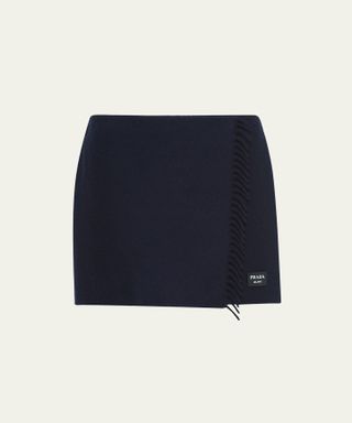 Prada + Fringe Cashmere Scarf Mini Skirt