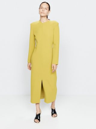 Raey + Long Sleeve Wool V-Neck Dress