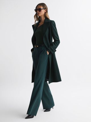 Reiss + Tor Relaxed Wool Blend Belted Coat