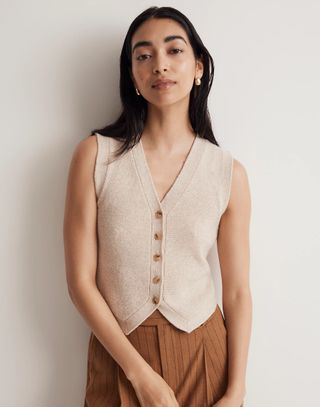 Madewell + V-Neck Button-Front Sweater Vest