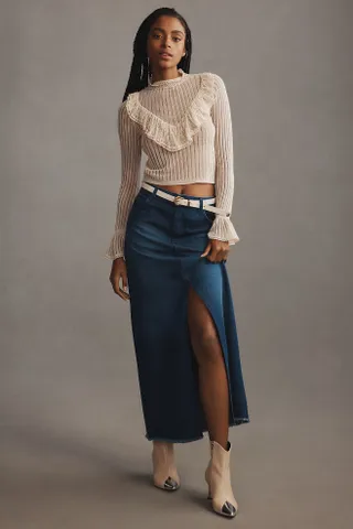Pilcro + The Madi Front-Slit Denim Skirt