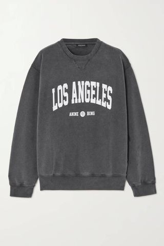 Anine Bing + Ramona Printed Cotton-Jersey Sweatshirt