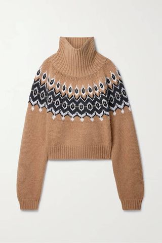 Khaite + Amaris Oversized Fair Isle Cashmere-Blend Turtleneck Sweater