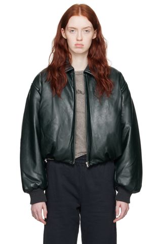 ACNE Studios + Green Coated Faux-Leather Jacket