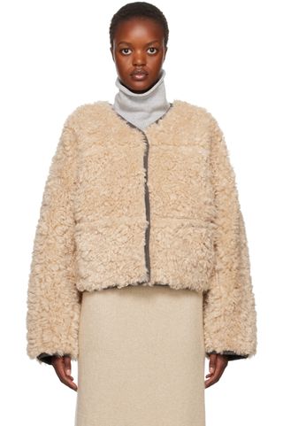 Stand Studio + Beige & Gray Charmaine Reversible Faux-Shearling Jacket