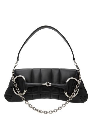 Gucci + Black Medium Horsebit Chain Bag