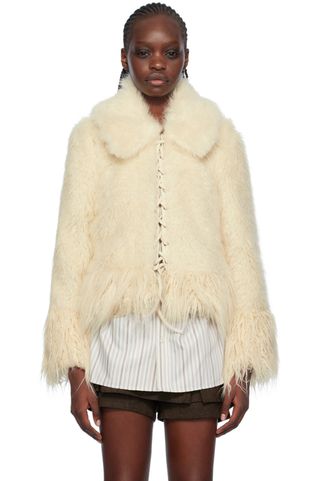 Lesugiatelier + Off-White Paneled Faux-Fur Jacket