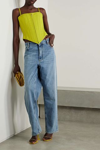 Christopher John Rogers + Stay Cotton-Twill Bustier Top