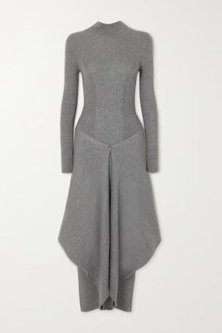 Alaïa + Ribbed Cashmere and Silk-Blend Midi Dress