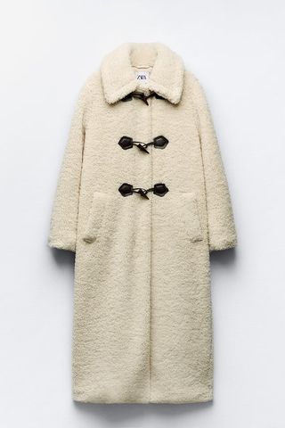 Zara + Faux Shearling Coat with toggles