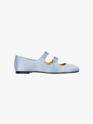 Sandy Liang + Mary Jane Double Strap in Ice Blue Satin