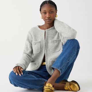 J.Crew + Odette Sweater Lady Jacket with Jewel Buttons